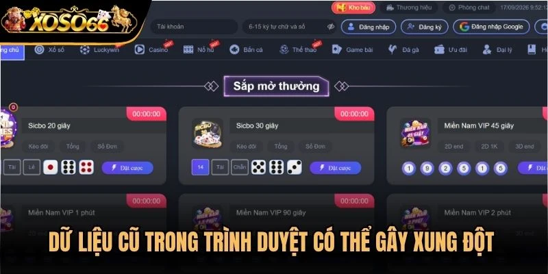 Dữ liệu cũ trong trình duyệt có thể gây xung đột khiến trang đăng nhập lỗi