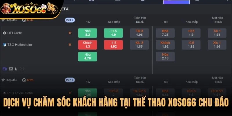 Dịch vụ chăm sóc khách hàng tại thể thao Xoso66 chu đáo